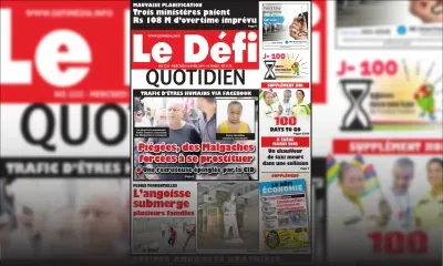 Voici la Une du Defi Quotidien de ce mercredi 10 Avril 2019
