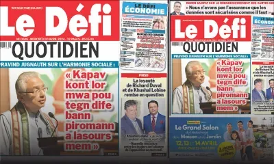 Voici la une du Défi Quotidien de ce Mercredi 10 Avril 2024