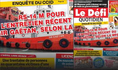 Voici la Une du Defi Quotidien de ce jeudi 10 Septembre 2020