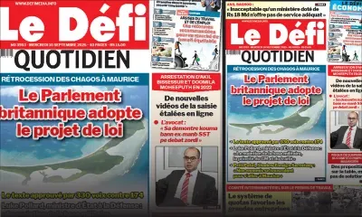 Voici la une du Défi Quotidien de ce Mercredi 10 Septembre 2025