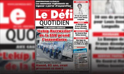 Voici la Une du Defi Quotidien de ce mercredi 10 Octobre 2018