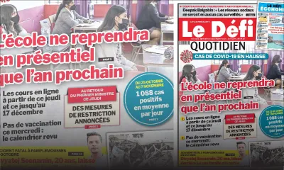 Voici la Une du Défi Quotidien de ce mercredi 10 Novembre 2021