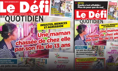 Voici la Une du Défi Quotidien de ce lundi 11 janvier 2021