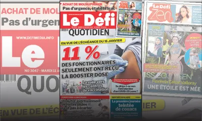 Voici la une du Défi Quotidien de ce mardi 11 janvier 2022
