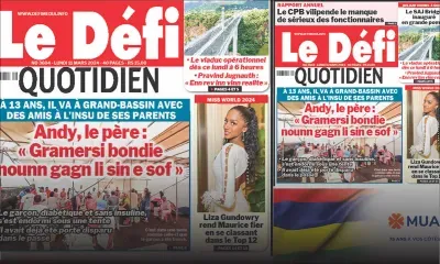 Voici la une du Défi Quotidien de ce Lundi 11 Mars 2024