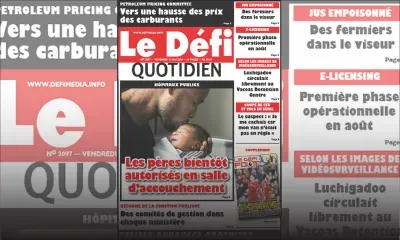 Voici la Une du Defi Quotidien de ce vendredi 11 mai 2018