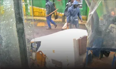 À Curepipe: Travaux d’asphaltage sous la pluie