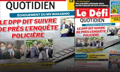 Voici la Une du Défi Quotidien de ce vendredi 11 Septembre 2020