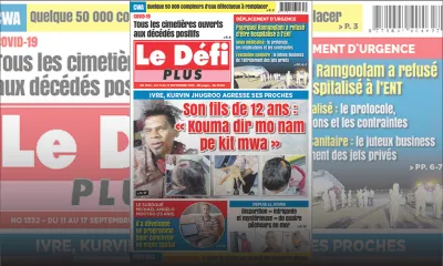 Voici la Une du Défi Plus de ce samedi 11 Septembre 2021