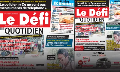 Voici la Une du Défi Quotidien de ce mercredi 11 novembre 2020