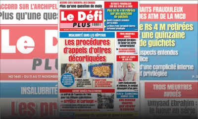 Voici la Une du Défi Plus de ce samedi 11 Novembre 2023