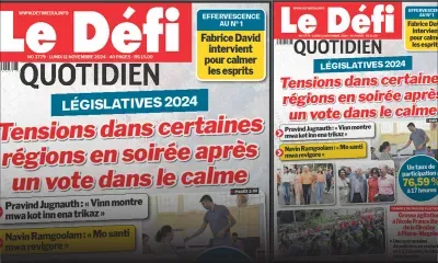 Voici la une du Défi Quotidien de ce Lundi 11 Novembre 2024