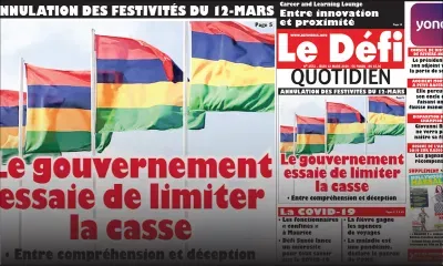 Voici la Une du Défi Quotidien de ce jeudi 12 Mars 2020
