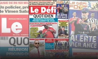Voici la une du Défi Quotidien de ce vendredi 12 Mai 2023