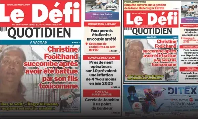 Voici la une du Défi Quotidien de ce Lundi 12 Mai 2025