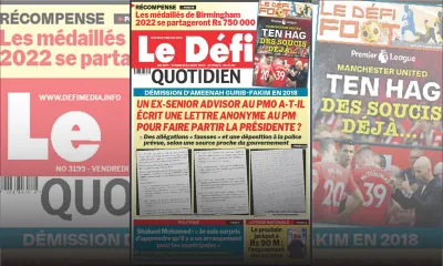 Voici la une du Défi Quotidien de ce vendredi 12 Août 2022