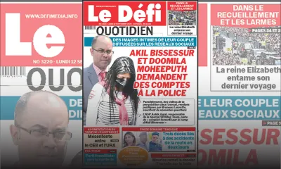 Voici la une du Défi Quotidien de ce lundi 12 Septembre 2022