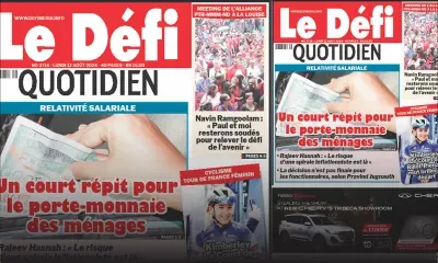 Voici la une du Défi Quotidien de ce Lundi 12 Août 2024