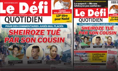 Voici la Une du Défi Quotidien de ce Lundi 12 Octobre 2020