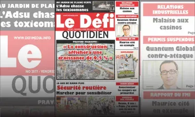 Voici la Une du Defi Quotidien de ce vendredi 13 avril