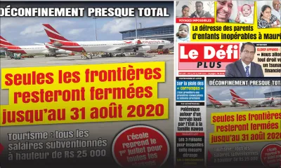 Voici la Une du Défi Plus de ce samedi 13 juin 2020