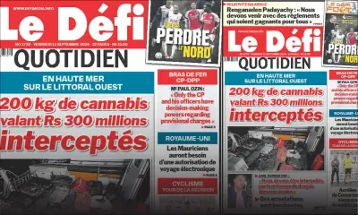 Voici la une du Défi Quotidien de ce Vendredi 13 Septembre 2024