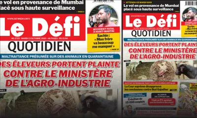 Voici la Une du Défi Quotidien de ce Mardi 13 Octobre 2020