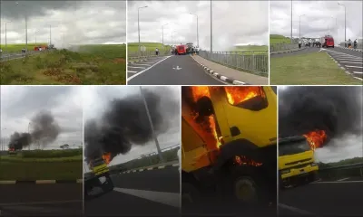 Un camion en feu