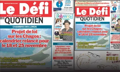 Voici la une du Défi Quotidien de ce Jeudi 13 Novembre 2025