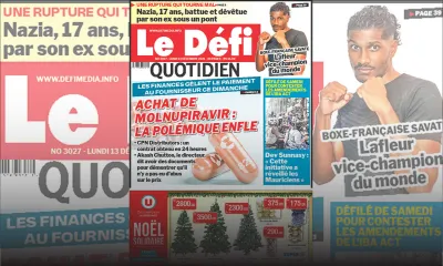 Voici la une du Défi Quotidien de ce lundi 13 décembre 2021