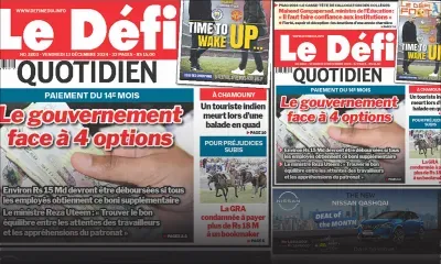 Voici la une du Défi Quotidien de ce Vendredi 13 Décembre 2024