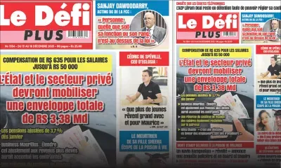 Voici la Une du Défi Plus de ce Samedi 13 Decembre 2025