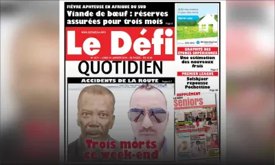 Voici la Une du Defi Quotidien de ce lundi 14 janvier 2019