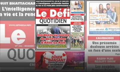 Voici la Une du Défi Quotidien de ce vendredi 14 février 2020