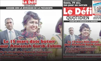 Voici la Une du Defi Quotidien de ce mercredi 14 mars