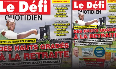 Voici la Une du Defi Quotidien de ce jeudi 14 mai 2020