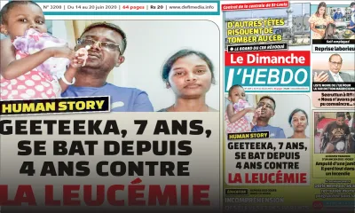 Voici la Une de Le Dimanche/L'Hebdo de ce dimanche 14 juin 2020