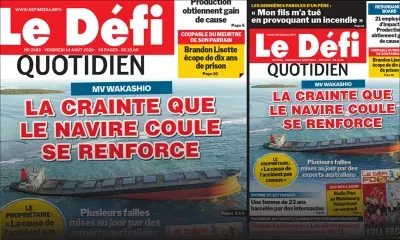 Voici la Une du Defi Quotidien de ce vendredi 14 août 2020
