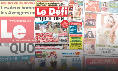 Voici la Une du Défi Quotidien de ce mardi 14 Septembre 2021