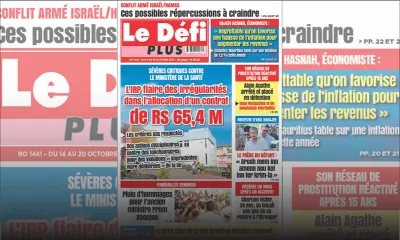 Voici la Une du Défi Plus de ce samedi 14 Octobre 2023