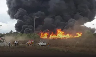 À Goodlands : un entrepôt du CEB ravagé par les flammes