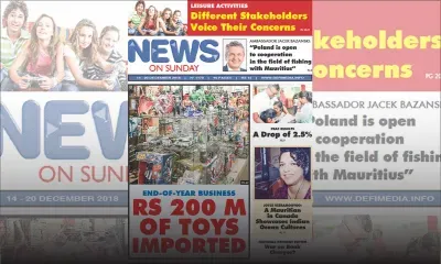 Voici la Une du News on Sunday de ce vendredi 14 Decembre 2018