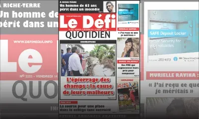 Voici la Une du Defi Quotidien de ce vendredi 14 Decembre 2018