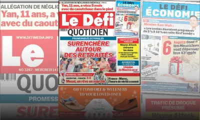 Voici la une du Défi Quotidien de ce mercredi 14 Décembre 2022