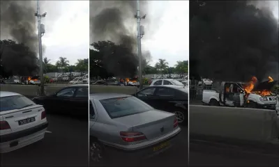 Autopont Caudan: un 4x4 prend feu