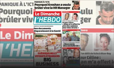 Voici la Une de Le Dimanche / L'Hebdo de ce dimanche 15 avril 2018