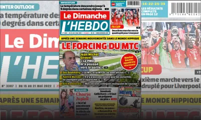 Voici la Une de Le Dimanche/L'Hebdo de ce dimanche 15 Mai 2022