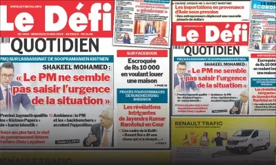 Voici la une du Défi Quotidien de ce Mercredi 15 Mai 2024