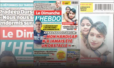 Voici la Une de Le Dimanche/L'Hebdo de ce dimanche 15 Août 2021