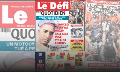 Voici la une du Défi Quotidien de ce lundi 15 Août 2022
